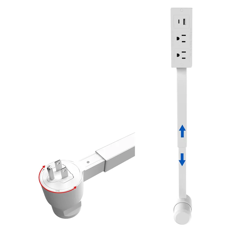 JHD 2 AC Outlet Extender Feature USB-A,USB-C- 22" for to 27" Extension, US Plug for Reachable Spaces